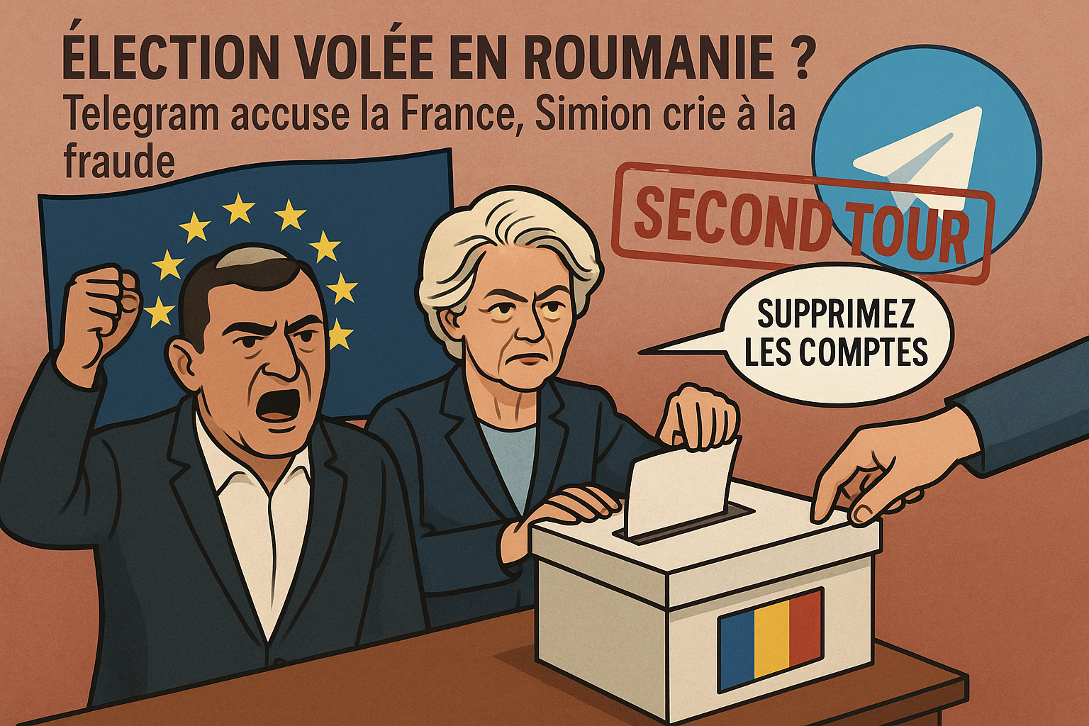 Élection volée en Roumanie ? Telegram accuse la France, Simion crie à la fraude