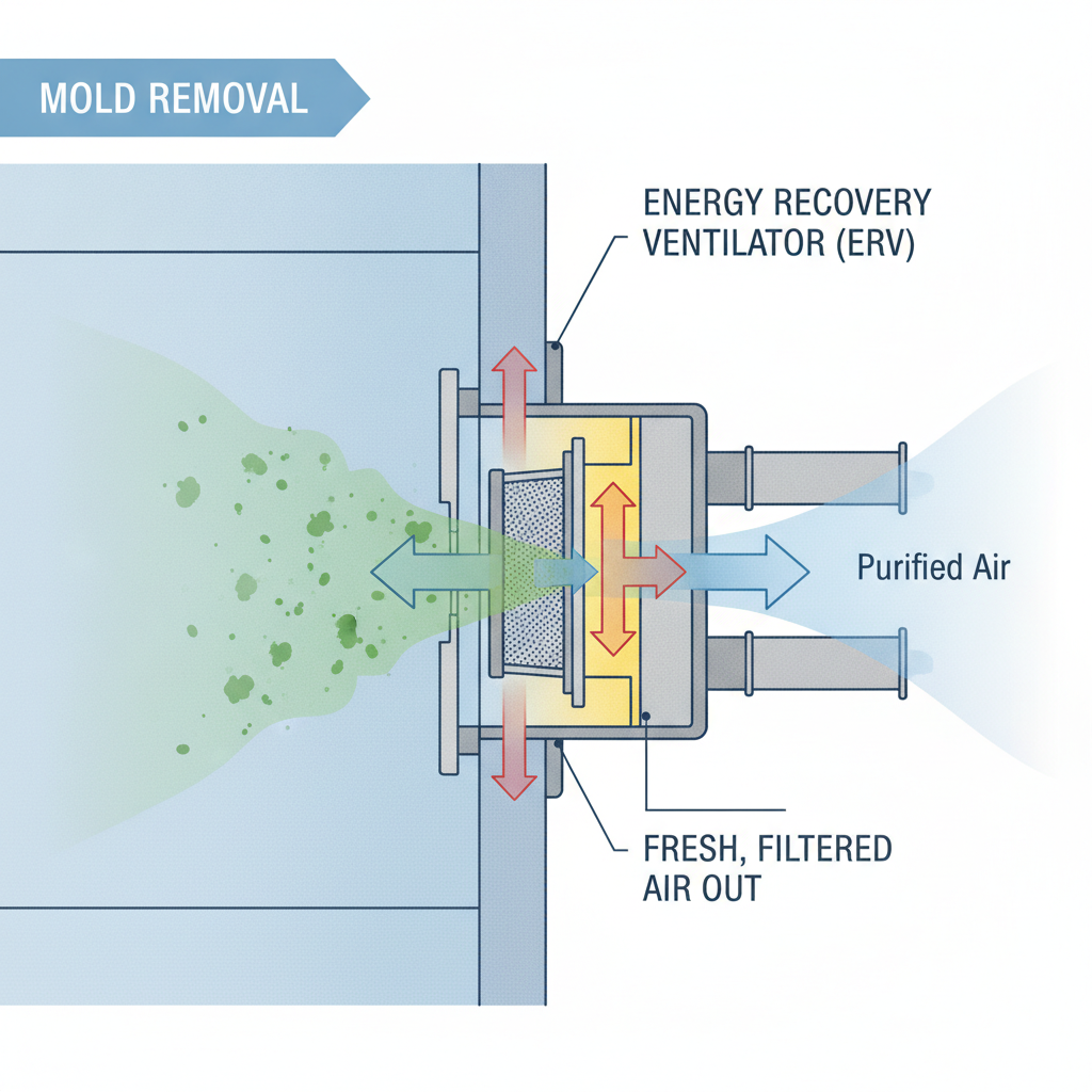 ERV’s create positive air pressure in your home while cleaning your air and lowering your probability of condensation within walls and ceilings.